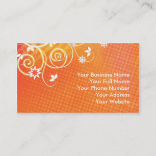 Orange florals business card