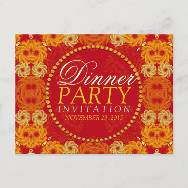 Orange florettes Dîner Invitation Carte postale (Devant)