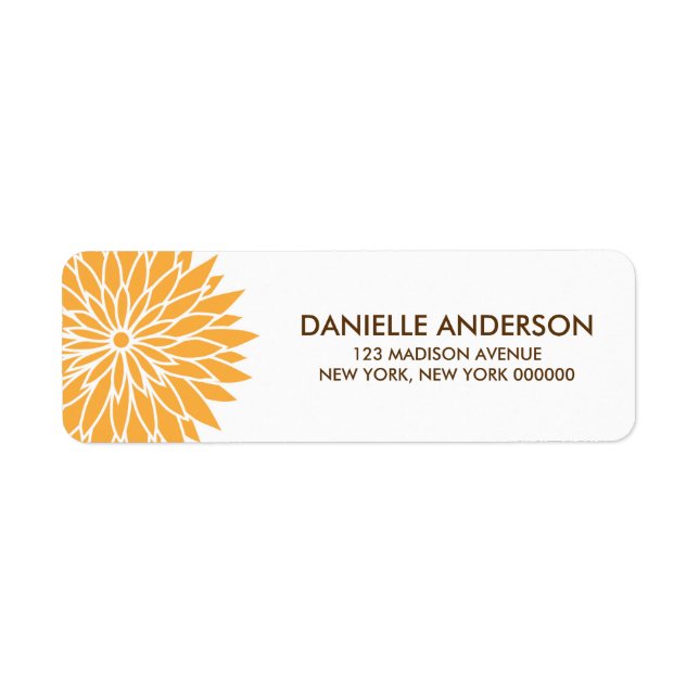 Orange Flower Address Return Labels (Front)