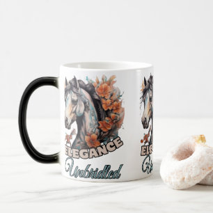 Orange Flower Adorned Horse: Feminine Artistry Magic Mug