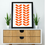 Orange Flower Buds Mid Century Modern Styled Poster<br><div class="desc">This mid century modern poster features orange plant leaves on a stalk and is a fabulous design to add to your home decor.</div>