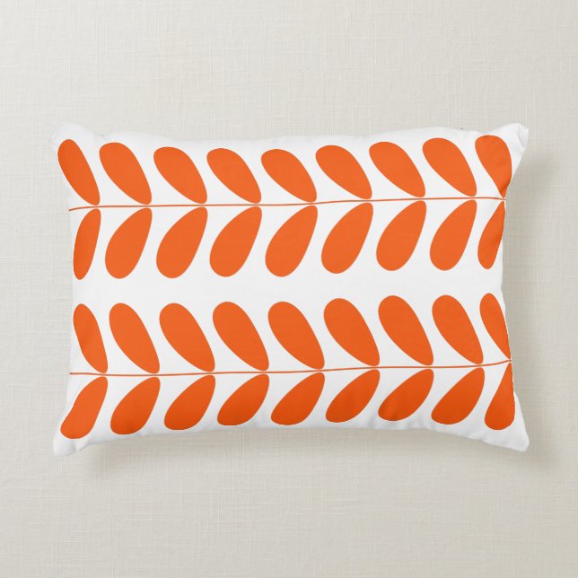 Orange Flower Buds Mid Century Retro Accent Pillow (Front)