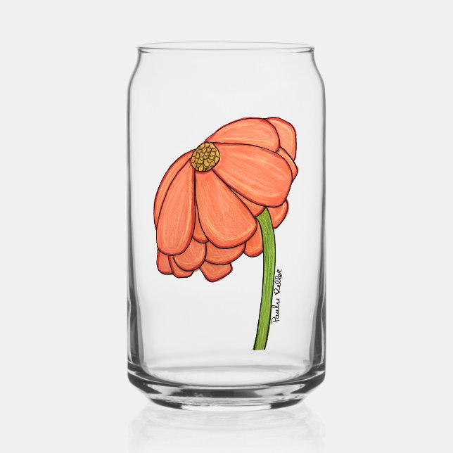 Orange Flower Can Glass (Front)