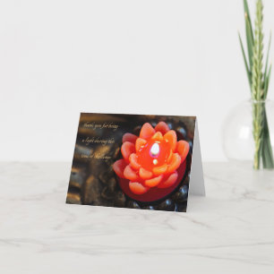 Orange Flower Candle, thank you - Note Card