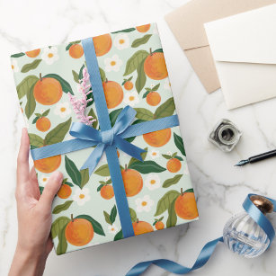 Orange Flower Citrus Clementine Wrapping Paper