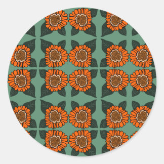 Orange flower  classic round sticker