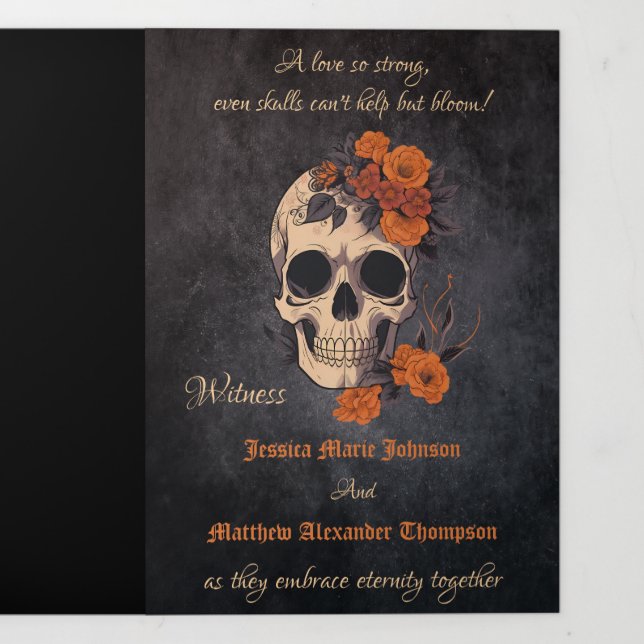 Orange Flower Complete Trifolded Wedding program Tri-Fold Invitation (Cover)