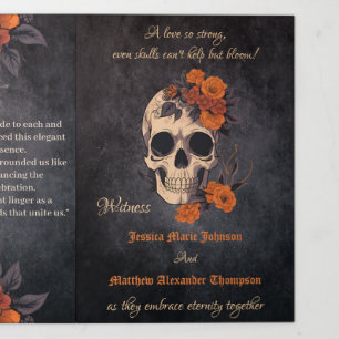 Orange Flower Complete Trifolded Wedding programme