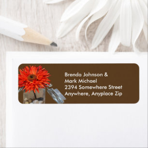 Orange Flower in Mason Jar Address