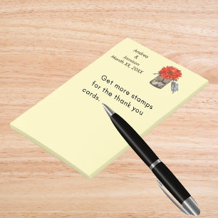 Orange Flower in Mason Jar Couple Wedding Favour Post-it Notes