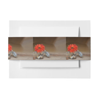 Orange Flower in Mason Jar Invitation Belly Band