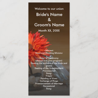 Orange Flower in Mason Jar Wedding Program