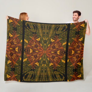 Orange Flower in the Green Fleece Blanket