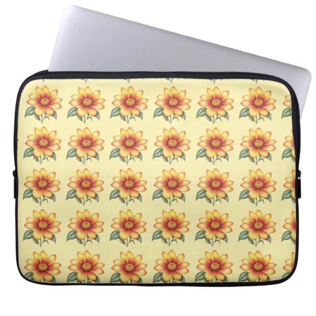 Orange Flower Laptop Sleeve (Front)