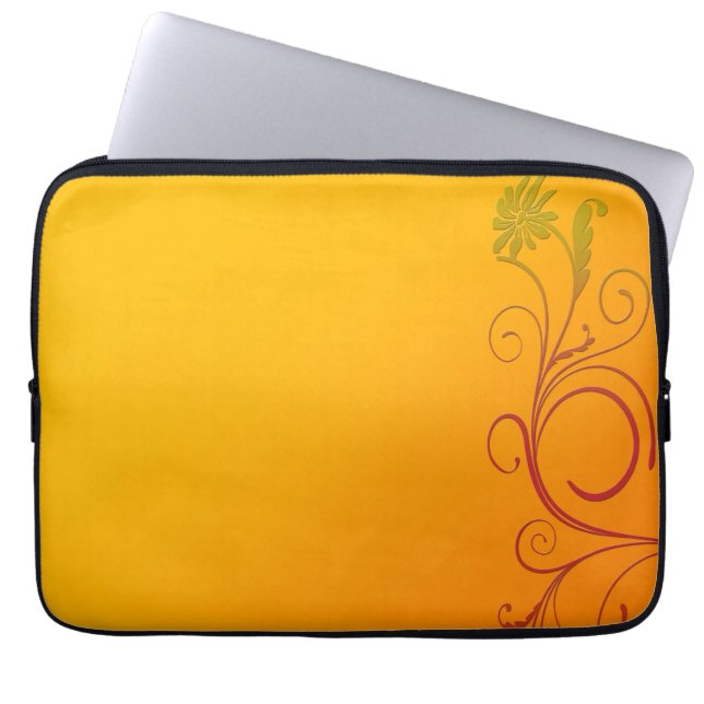 Orange Flower Laptop Sleeve (Front)