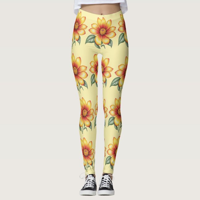 Orange Flower Leggings (Front)