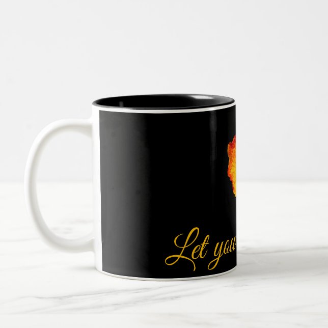 Orange Flower Mug – Personalized Coffee Cup Gift (Left)