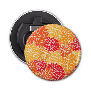 Orange Flower Pattern Bottle Opener
