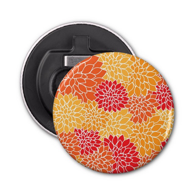 Orange Flower Pattern Bottle Opener (Front)