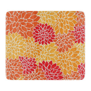 Orange Flower Pattern Cutting Board