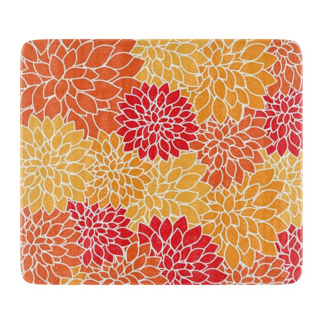 Orange Flower Pattern Cutting Board (Front)
