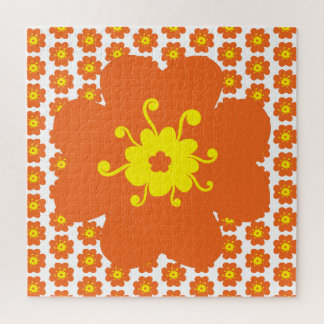 Orange Flower Pattern Frustrating Jigsaw Puzzle
