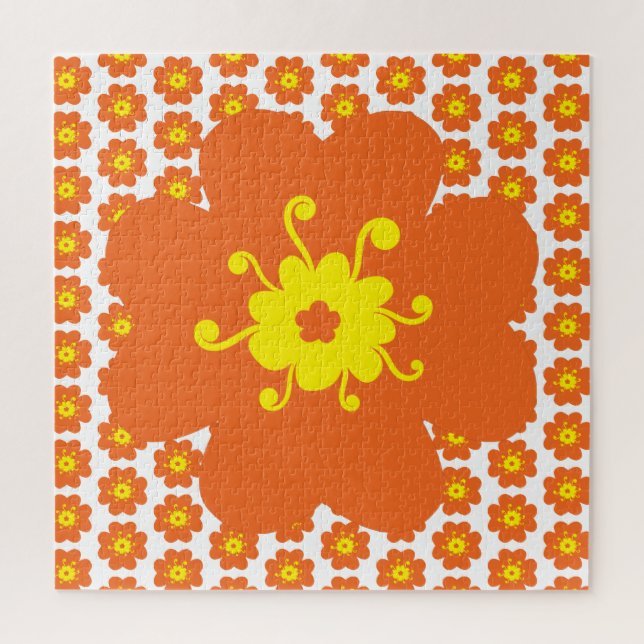 Orange Flower Pattern Frustrating Jigsaw Puzzle (Vertical)
