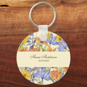 ORANGE FLOWER PATTERN KEYCHAIN