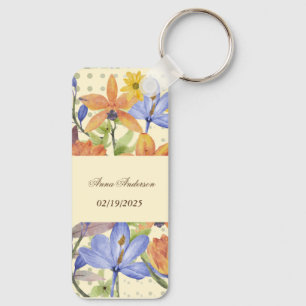ORANGE FLOWER PATTERN KEYCHAIN