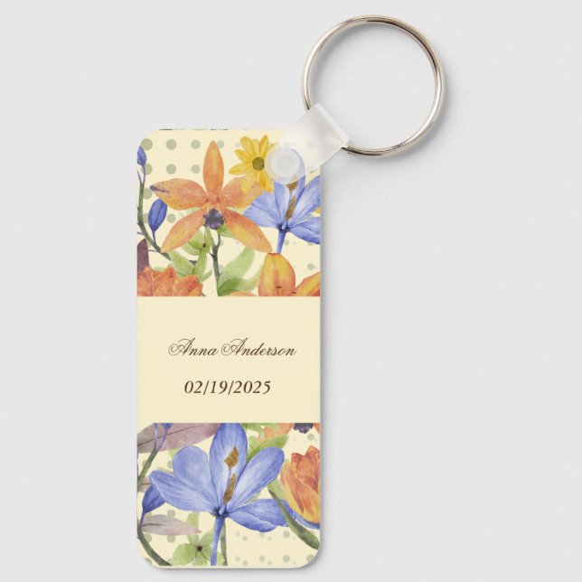 ORANGE FLOWER PATTERN KEYCHAIN (Back)