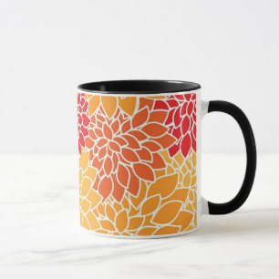 Orange Flower Pattern Mug