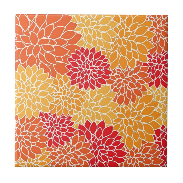 Orange Flower Pattern Tile (Front)