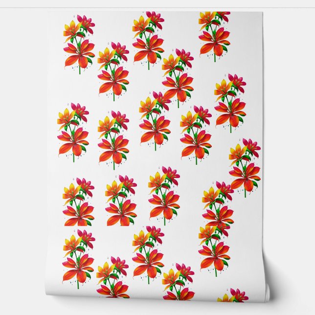 Orange flower pattern wallpaper  (Unrolling)