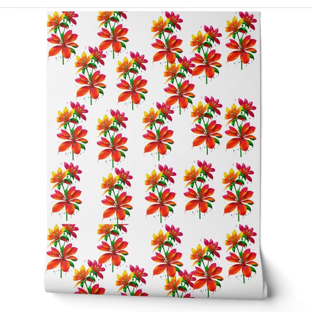 Orange flower pattern wallpaper  (Unrolling)