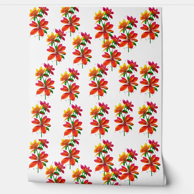 Orange flower pattern wallpaper  (Unrolling)