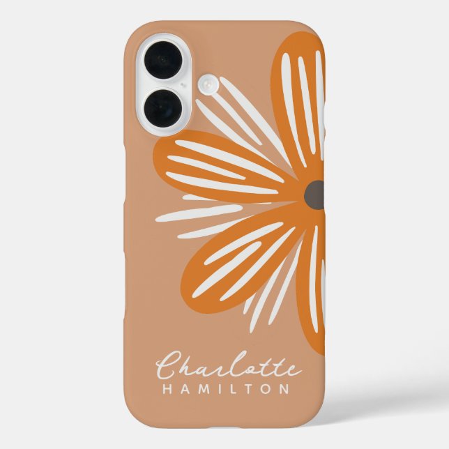 Orange Flower Personalized Name Case-Mate iPhone Case (Back)