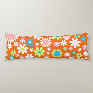 Orange Flower Power Body Pillow