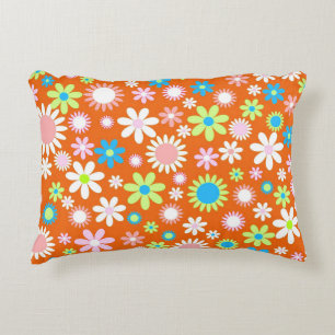 Orange Flower Power Decorative Pillow
