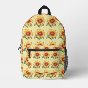 Orange Flower Printed Backpack