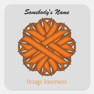 Orange Flower Ribbon by Kenneth Yoncich Square Sticker