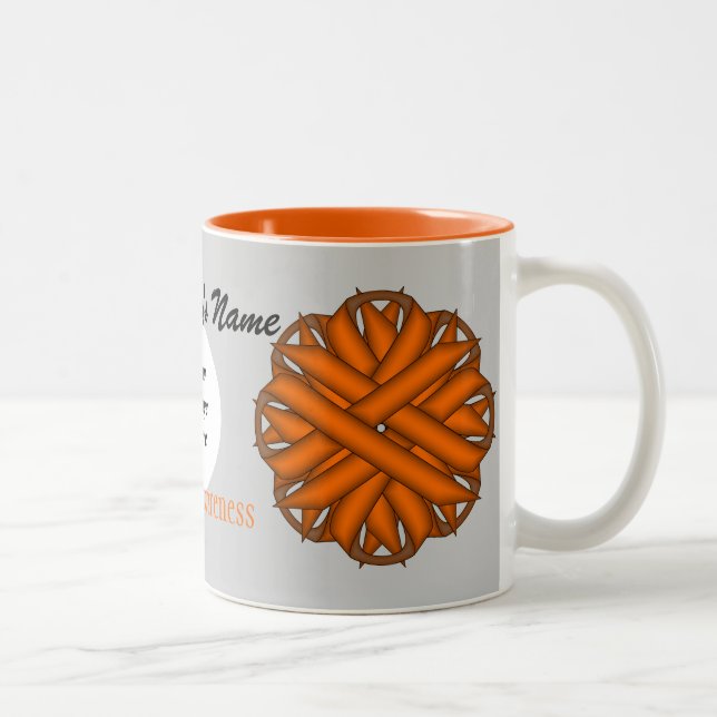 Orange Flower Ribbon Tmpl by Kenneth Yoncich Two-Tone Coffee Mug (Right)
