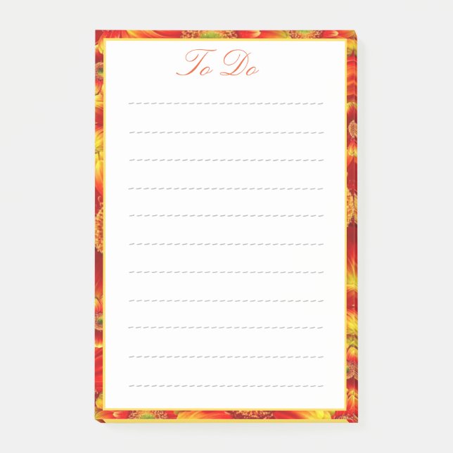 Orange Flower Smash To Do List Post-it Notes (Front)