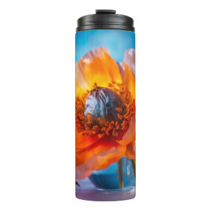 Orange Flower  Thermal Tumbler