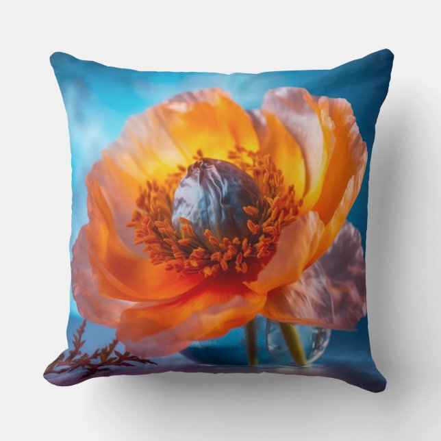 Orange Flower  Throw Pillow (Front)