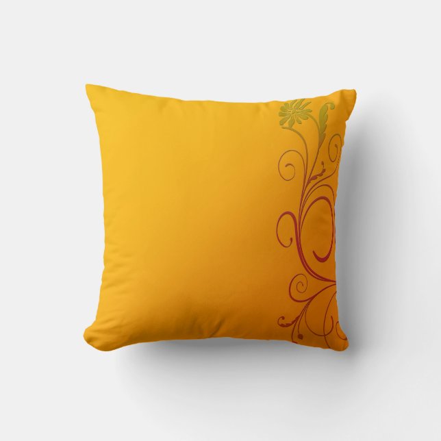 Orange Flower Throw Pillow (Front)