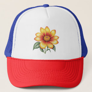 Orange Flower Trucker Hat
