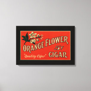 Orange Flower Vintage Cigar Box Canvas Print