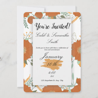 Orange Flower Wedding Invitation