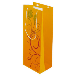 Orange Flower Wine Gift Bag