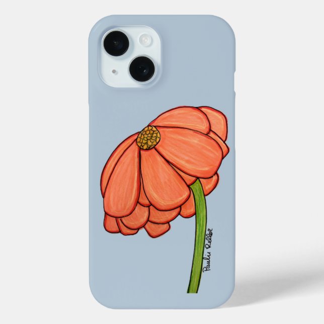 Orange Flower with Blue background Case-Mate iPhone Case (Back)